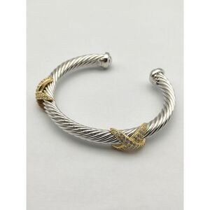 Brand new Sterling Silver 7mm Diamond Double X Bracelet Size: M /17 CM DYSZ-328